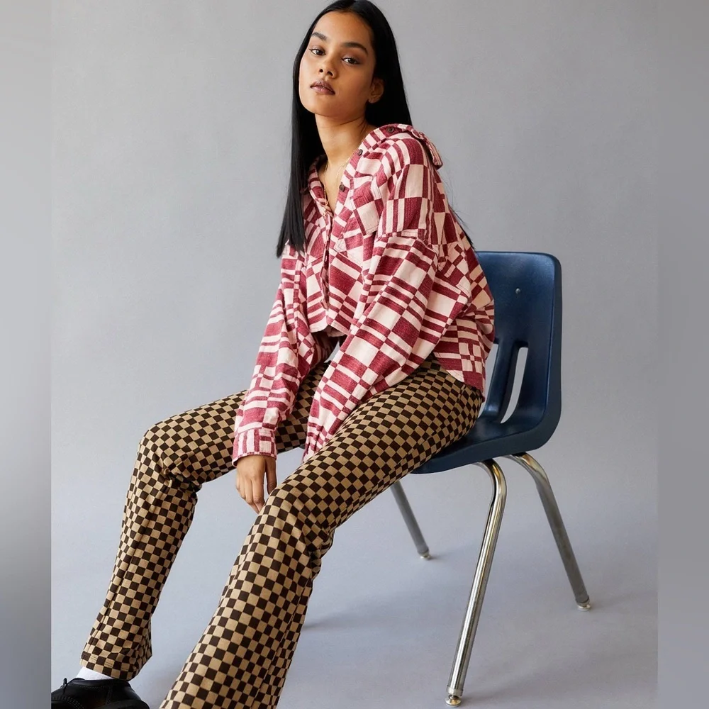 Urban outfitters BDG oversized cropped flannel top Boxy Women Small - Picture 4 of 13